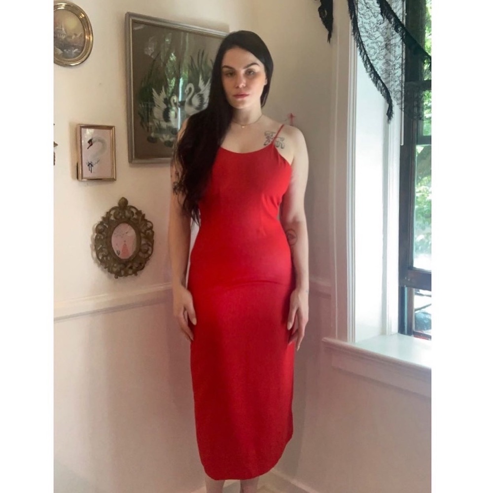 Vintage 1990’s sexy red linen dress!
